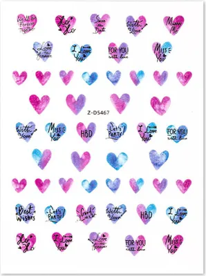 Produktbild von Nagelsticker dünne selbstklebende Herzen Z-D5467 lila
