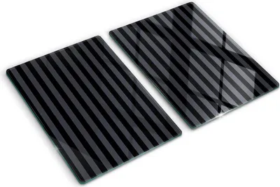 Obrázok produktu pre Sklenená ochranná doska – Kryt varnej dosky – Kryt na indukčnú dosku – 2x40x52 cm – Rýchle čistenie – Tvrdené sklo – Šedé pruhy