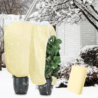 Produktbild von Unyqoos® 3er-Set Winterschutzhauben für Pflanzen | 80 x 120 cm | dicker Vliesstoff, Reißverschluss & Kordelzug – Frostschutz für Kübelpflanzen
