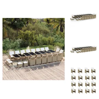 Produktbild von vidaXL 21-tlg. Garten-Essgruppe mit Kissen Poly Rattan Beige -  Gartenmöbel-Sets