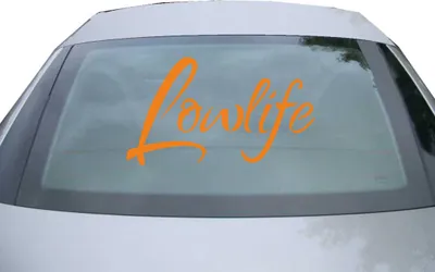Produktbild von Indigos UG - Aufkleber Heckscheibe & Motorklappe DE2441 - orange - 600x347 mm - Lowlife - Auto Scheiben Fenster Heckklappe Tuning Racing JDM - Die cut