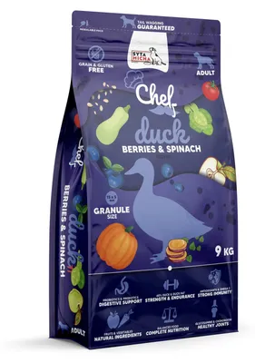 Obrázek produktu pro Granule pro psy kachna, borůvky a špenát 9 kg