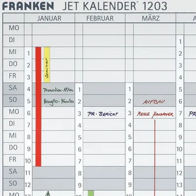 Zdjęcie produktu dla FRANKEN Paski do planowania JetKalender 1203 magnetyczne, kolor: biały, wymiary: (szer.) 191 x (wys.) 695 mm - 1 sztuka (DS1203A)