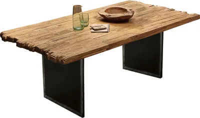Produktbild von SIT Möbel Teak Esstisch | Plattenstärke 50 mm natur | Gestell Metall schwarz | B 200 x T 100 x H 77 cm | 16094-11 | Serie TOPS & TABLES