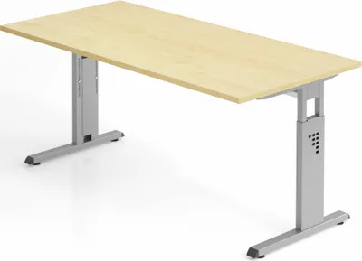 Produktbild von Sitz-Steh-Schreibtisch Juhani | Ahorn | Breite 160cm | Höhe 65-85cm | stufenlos höhenverstellbar | Rechteckform