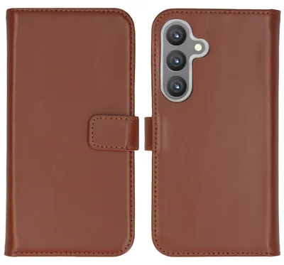 Imagen del producto de Funda de Cuero Auténtico tipo Libro para Samsung Galaxy S24 - Marrón claro