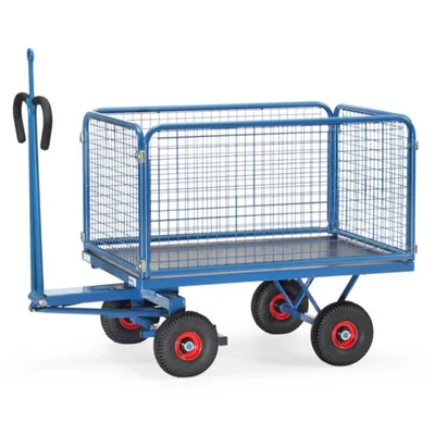 Produktbild von Fetra Handpritschenwagen 60 cm Gitterwände, Zugöse 700 kg LxB 1.200 x 800 mm Luftreifen