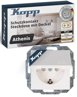 Produktbild von Kopp ATHENIS Schutzkontaktsteckdose 1-fach Einbausteckdose Rein-Weiß IP20 16A/250V