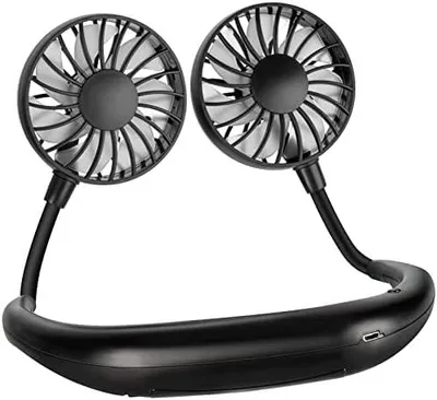 Produktbild von BOSONER Nackenventilator Hals Ventilator Tragbarer: 2000mAh Halsventilatoren mit USB Leise Portable Neck Fan - Mini Ventilator für Outdoor Büro Camping Reisen (All Black)
