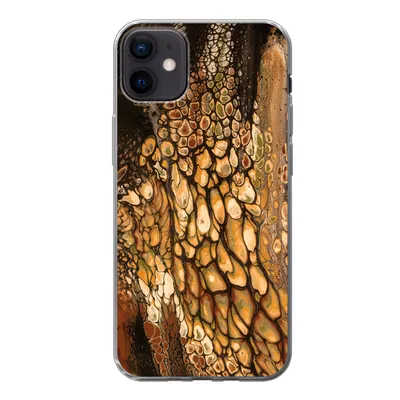 Produktbild von MuchoWow® Handyhülle Schutzhülle Hülle für iPhone 12 mini Farbe - Braun - Farbe gießen Silikon Softcase Handy Hülle - Bild