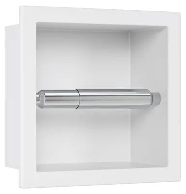 Image de Porte-papier hygiénique mural en acier inoxydable 304, 17,3 x 17,3 cm, blanc