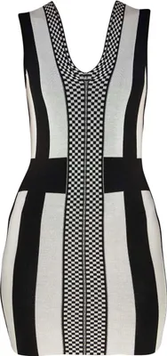 Produktbild von Monaco Damen Strickkleid Schwarz-weiß mit körpernahem Schnitt und elastischer Passform
