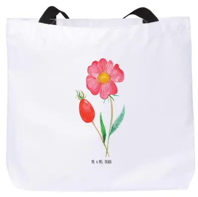 Produktbild von Mr. & Mrs. Panda Schultasche Blume Hagebutte - Weiß - Geschenk, Tote Bag, Schlechte Gedanken, Tasche, Lebensfreude, Garten, Einkaufstasche, Reisetasche, Strandtasche