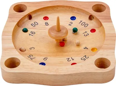 Immagine prodotto di HOT Sports + Toys Gioco della roulette tirolese in legno con trottola e palline