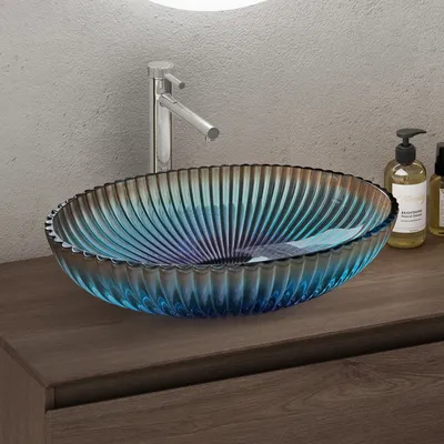 Produktbild von doporro Waschbecken Aufsatzwaschbecken Glaswaschbecken BxTxH: 50,5x35x14,5cm in Mehrfarbig Glas Waschplatz Handwaschbecken Waschtisch Minerva04