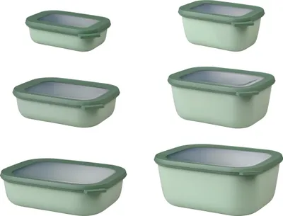 Produktbild von Mepal - Mikrowellengeschir set 6 teilig Cirqula - Mikrowellen Geschir - Geeignet für Kuhlschrank, Gefrierschrank & Mikrowellengeschirr - 8.75 l - Nordic sage