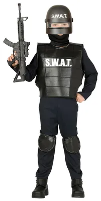 Immagine prodotto di Costume da poliziotto swat per bambini, taglia:140/146