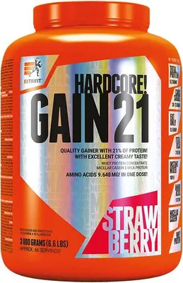 Produktbild von Extrifit Hardcore Gain 21 3000 g (Geschmack: Erdbeere)