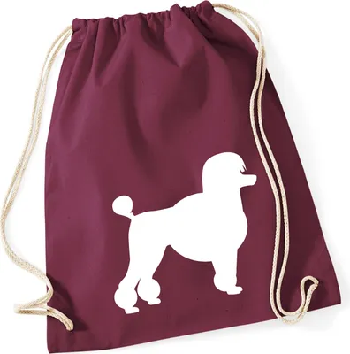 Produktbild von Huuraa Turnbeutel Pudel Silhouette 12 Liter Burgundy Baumwolle Rucksack Geschenkidee