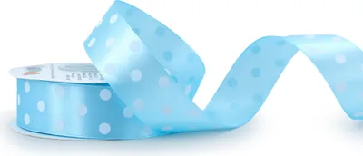Produktbild von Satinband mit Punkten 25mm x 25m Rolle Hellblau