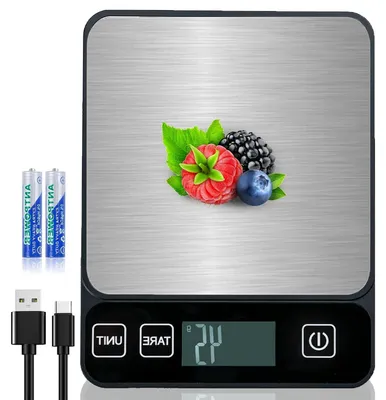 Image de Balance de cuisine numérique - Balance électronique - Pesée précise - Fonction tare et 6 unités de mesure - Capacité de 10 kg - Argent