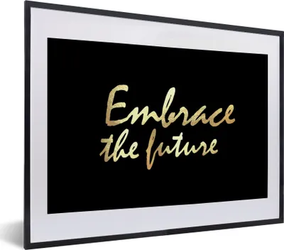 Produktbild von MuchoWow® Gerahmtes Poster Zitat - Motivation - Gold 40x30 cm - Poster mit Schwarzem Bilderrahmen Wandposter Rahmen Foto Bilder - Bilderrahmen - Poster im Rahmen