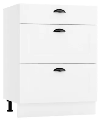 Produktbild von Küchenunterschrank 3 Schubladen - 60 cm - Weiß - ohne Arbeitsplatte - Soft-Close-System