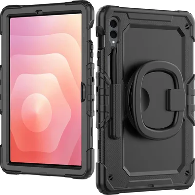 Image de Étui Mobilize Rotating Defender pour Samsung Galaxy Tab S11 Ultra : étui en plastique et silicone avec bandoulière - Noir