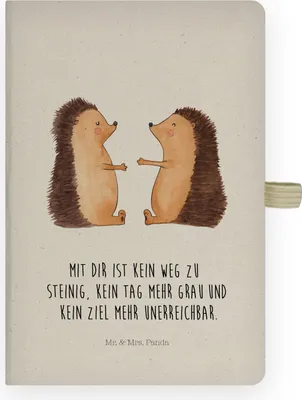 Produktbild von Mr. & Mrs. Panda Tagebuch Igel Liebe - Transparent - Geschenk, notizbuch, Journal, Freundin, Partner, Hochzeit, kariertes, skizzenbuch a4, Kladde