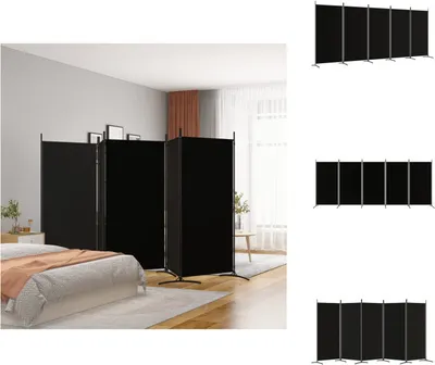 Produktbild von vidaXL 5-tlg. Paravent Schwarz 433x180 cm Stoff -  Raumteiler