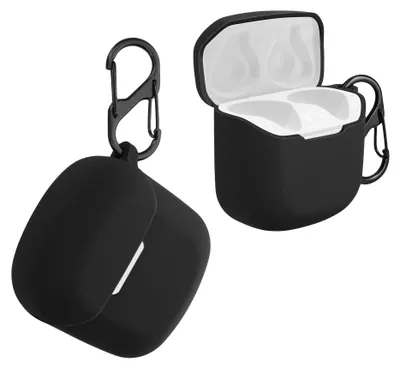 Produktbild von kwmobile Schutzhülle für JBL CLUB PRO+ TWS Hülle - TPU Silikon Case für Kopfhörer Ladecase - stoßfestes Cover mit Karabiner - Schwarz