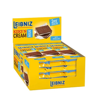 Produktbild von Leibniz Keksn Cream Milk Doppelkeks mit Milchcreme 38g 18er Pack
