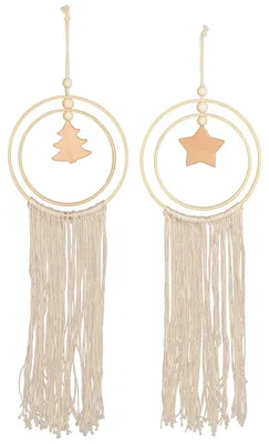 Image de Décoration à suspendre en marron, en bambou, macramé comme décoration de Noël