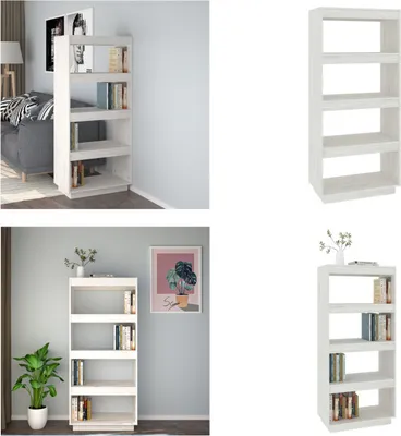 Immagine prodotto di vidaXL Libreria/divisorio bianco 60x35x135 cm in pino massiccio - Libreria - Librerie - Libreria in legno - Divisorio per ambienti