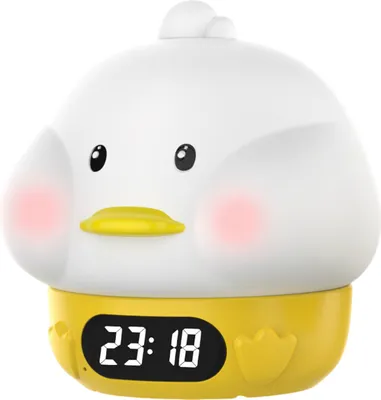 Produktbild von Digitale LED Kinderwecker Nachtlicht, Enten Design, Wiederaufladbar, Doppelalarm & Schlummerfunktion, 9 Farbmodi, Touch Nachtlicht