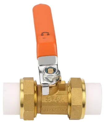 Productafbeelding van Messing kogelkraan met dubbele PPR-warmfusieaansluiting, 3/4" BSP, DN20