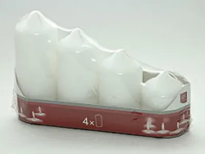 Obrázek produktu pro 4 sloupkové svíčky stupňovité 6cm x 6,8,10,12cm bílé