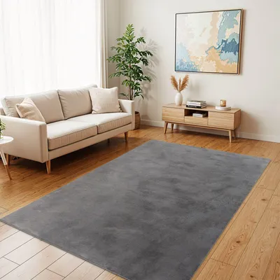 Produktbild von TT Home Wohnzimmer Teppich Hochflor Langflor Kunstfell Weich Modern Unifarben Flauschig Größe 160x220 cm