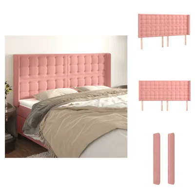 Produktbild von vidaXL Kopfteil mit Ohren Rosa 163x16x118/128 cm Samt -  Kopf- & Fußenden