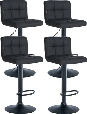 Produktbild von CLP 4er Set Barhocker Feni Kunstleder höhenverstellbar und drehbar | Farbe schwarz Material Gestell Metall matt schwarz