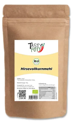 Produktbild von Tasty Pott Hirsevollkornmehl - glutenfrei - 1kg