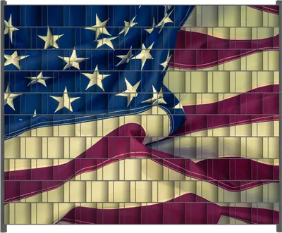 Produktbild von Wallario Zaunsichtschutz mit Motiv Amerikanische Flagge im Wind für Ein- und Doppelstabmatten Zäune in der Größe 250 x 200 cm