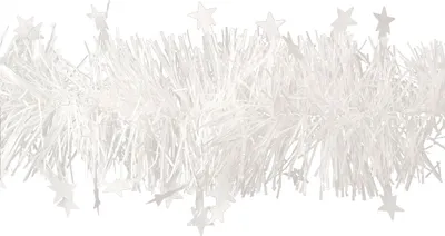 Produktbild von Weihnachtsgirlande Lametta 8cm x 3m inkl. kleine Sterne Weiß