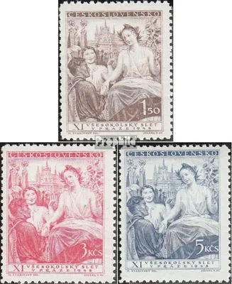 Produktbild von Briefmarken Tschechoslowakei 1948 Mi 532-534 (kompl.Ausg.) postfrisch Sokolkongreß
