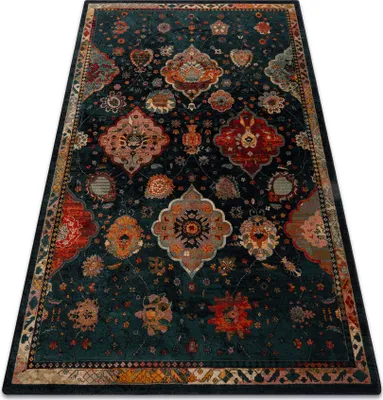Obrázek produktu pro Vlněný koberec POLONIA Abrash orientální, květiny tmavě modrá modrý 235x350 cm