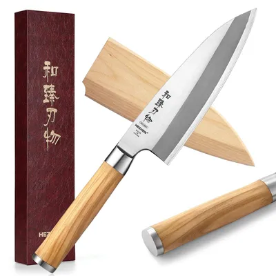 Japanisches Deba-Messer, 18 cm, geschmiedet, Olivenholzgriff