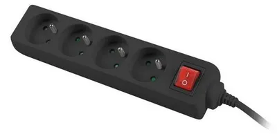 Obrázek produktu pro Lanberg PS1-04E-0150-BK, 1,5 m, Vnitřní, Typ E, Černá, 4 AC zásuvky / AC zásuvek, 2500 W