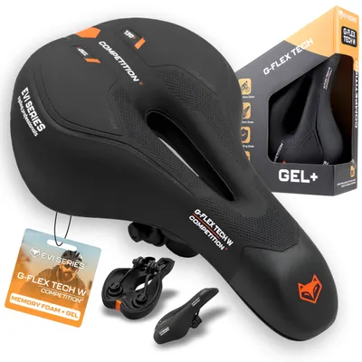 Produktbild von EVI BIKE Fahrradsattel G-FLEX GEL TECH W – Ergonomischer Gelsattel für City, Trekking & E-Bike – Breit & Stoßdämpfend – Schwarz