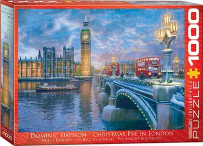 Produktbild von 1000 Teile Puzzle - Puzzle - Weihnachtsabend in London + Puzzle Alu Rahmen für 1000er