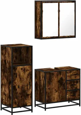 Produktbild von 3-tlg. Badmöbel-Set Räuchereiche Holzwerkstoff